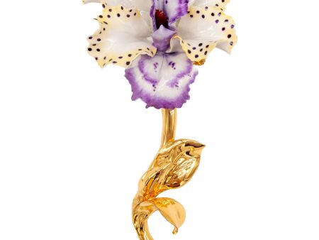 Orchidea con gambo oro in porcellana di Capodimonte Fashion