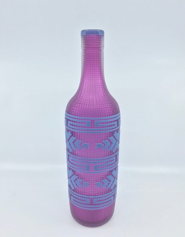 (C) Glass Sculpture - Singletary;  Bottle, Purple , 13  x 3  Cheap