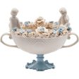 Coppa in porcellana di Capodimonte con fiori blu ed angeli Supply