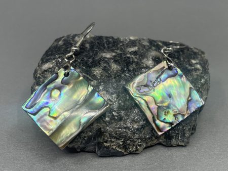 Cedar House 3 4  Diamond Abalone Earrings For Sale