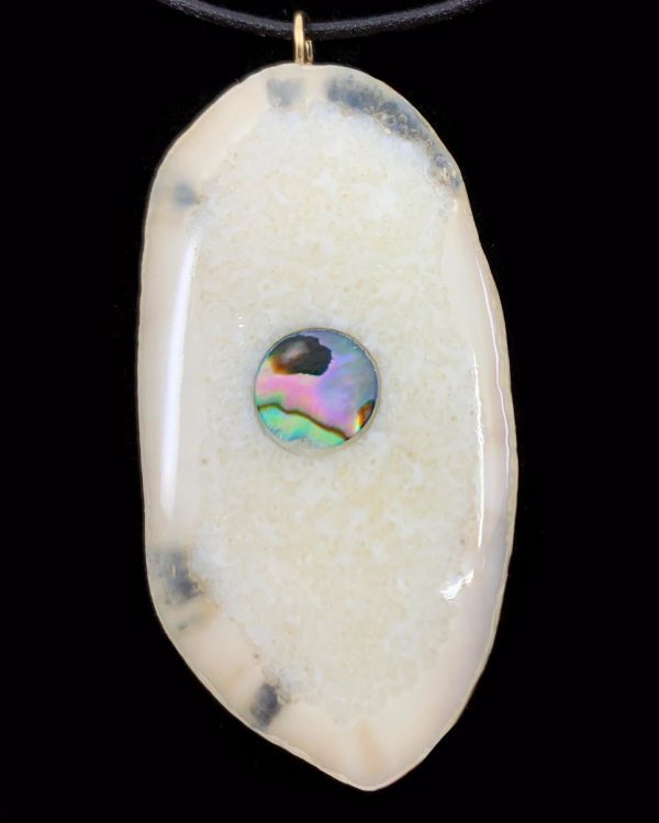 Pendant- Ellis; Fossilized Walrus Ivory with Abalone Discount