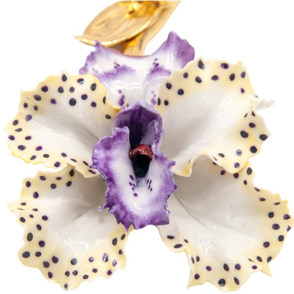 Orchidea con gambo oro in porcellana di Capodimonte Fashion