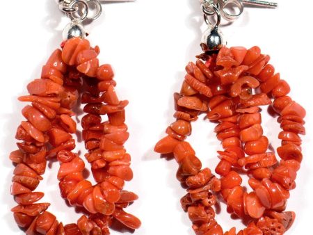 Orecchini Scaglie di Corallo Rosso, Chiusura in Argento Fashion