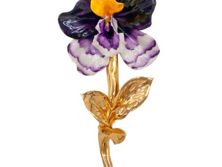 Orchidea viola con gambo oro in porcellana di Capodimonte on Sale