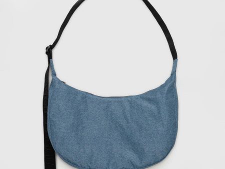 Medium Nylon Crescent Bag - Digital Denim Discount