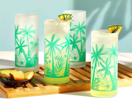 Vintage Palm Trees Cooler Glasses - Set of 4 Hot on Sale